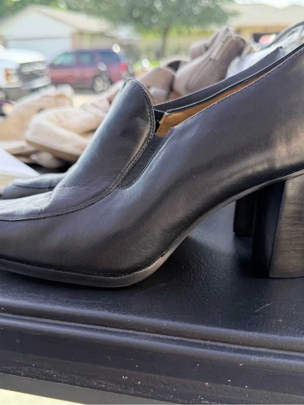 Woman’s Black Leather Slip-On Dress Shoes